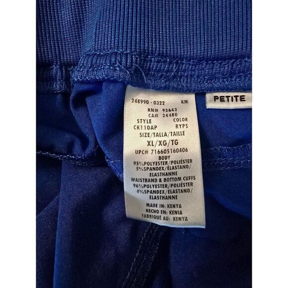 Set of 3 Royal Blue Cargo Scrub Pants With Zipper Pockets Ribbed Waistband Women - Picture 10 of 11